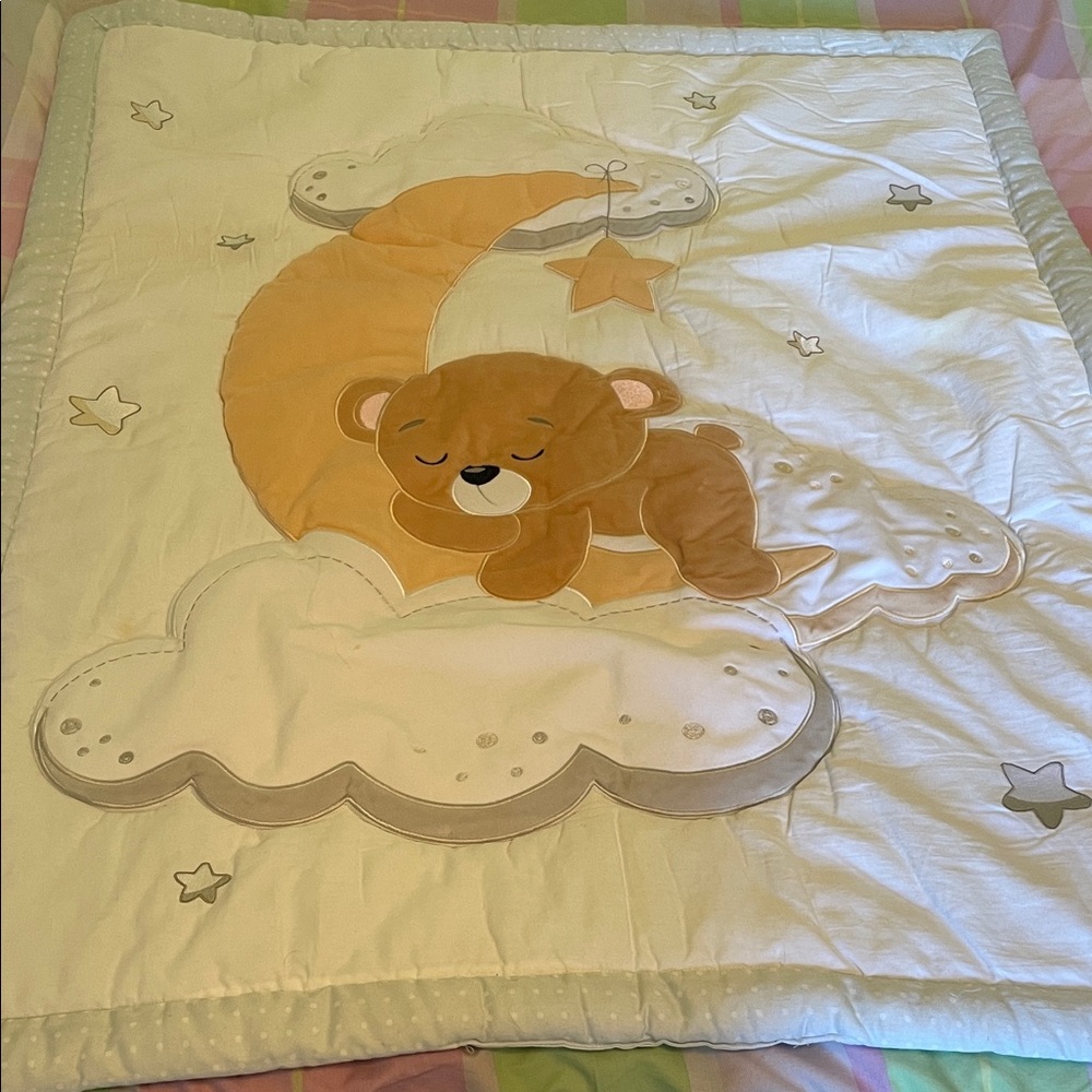 Cozy Bear Baby Blanket - White and Brown